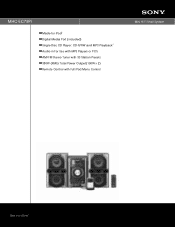 Sony MHC-EC78Pi Marketing Specifications