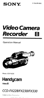 Sony CCD-FX228 Primary User Manual