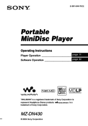 Sony MZ-DN430PSWHI Operating Instructions