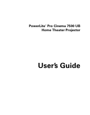 Epson PowerLite Pro Cinema 7500 UB User's Guide