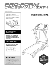 ProForm Crosswalk Zxt4 Treadmill English Manual