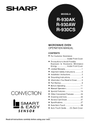 Sharp R-930CSF R-930CS/AK/AW Microwave Operation Manual
