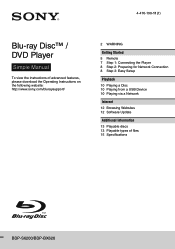 Sony BDP-S6200 Simple Manual
