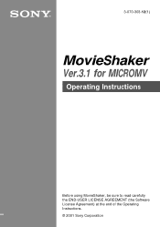 Sony DCR-IP220 MovieShaker v3.1 Operating Instructions
