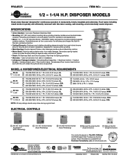 InSinkErator Model SS-75 Specifications
