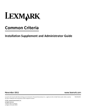 Lexmark X950 Common Criteria Installation Supplement and Administrator Guide