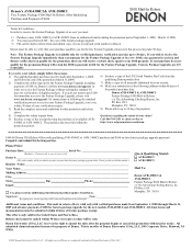 Denon AVR 4308CI Denon Claim Form 100 Mail In Rebate - Extended
