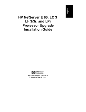 HP NetServer LP 1000r HP Netserver E 60, LC 3, LH 3/3r, and LPr Processor Upgrade Guide