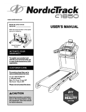 NordicTrack C1650 Treadmill English Manual