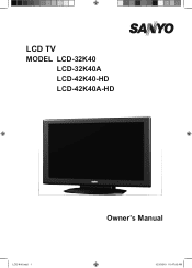 Sanyo LCD42K40HD Owners Manual