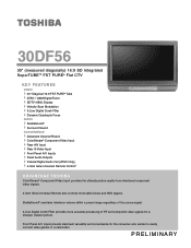 Toshiba 30DF56 Printable Spec Sheet