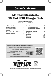 Tripp Lite U280-016-RM Owner's Manual for U280-016-RM 1U Rack Mountable 16 Port USB Charger/Hub 933341 (Multi-language)
