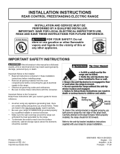 Frigidaire FCRE3052BS Installation Instructions