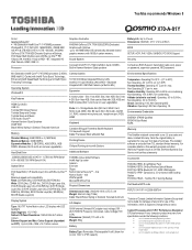 Toshiba Qosmio X70-A PSPLTC-01Y01P Detailed Specs for Qosmio X70-A PSPLTC-01Y01P English