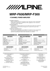 Alpine F300 Mrp-f300 Owner's Manual