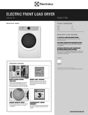 Electrolux EFDE317TIW Product Specifications Sheet English