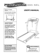 Image Fitness 995 Sel Treadmill English Manual