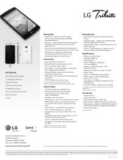 LG LS660 Virgin Mobile Update - Lg Tribute Ls660 Sprint Spec Sheet - English