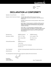 Garmin aera 510 Declaration of Conformity