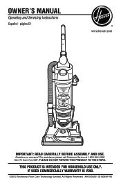 Hoover UH70085 Manual