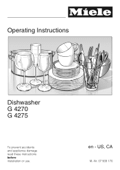 Miele Classic G 4275 SCVi Operating and Installation manual