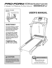 ProForm Distance 660v Treadmill English Manual