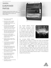 Behringer PMP500 Product Information Document
