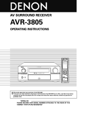 Denon AVR-3805 Owners Manual