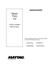 Maytag MDB7601AWS Parts List