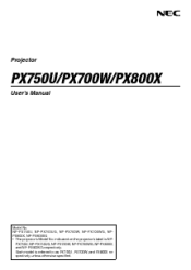 NEC NP-PX700W-08ZL User Manual