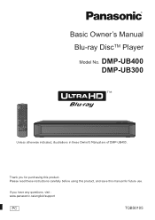 Panasonic DMP-UB300 Basic Owners Manual