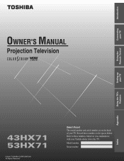 Toshiba 53HX71 Owners Manual