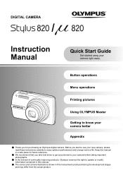 Olympus 226065 Stylus 820 Instruction Manual (English)