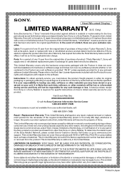 Sony HMZ-T1 Limited Warranty (U.S. Only)