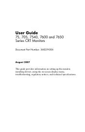Compaq 153742-001 User Guide - 75, 705, 7540, 7600 and 7650 Series 17' CRT Monitors