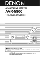 Denon AVR-5800 Owners Manual