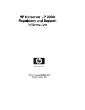 HP LH4r HP Netserver LP 2000r Regulatory and Support