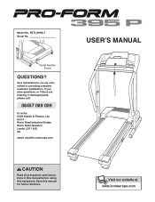 ProForm 395 P Treadmill Uk Manual
