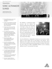 Behringer SU9920 Product Information Document