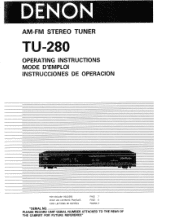 Denon TU-280 Operating Instructions