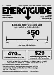 Maytag MVWC200XW Energy Guide
