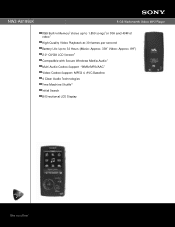 Sony NWZ-A818BLK Marketing Specifications (Black)
