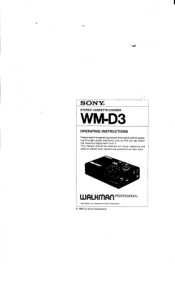 Sony WM-D3 Operation Guide