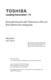 Toshiba 40E220LP Guia del Usuario del Televisor LCD con Alta Definicion Integrada for 32C120LP and 40E220LP (Español)
