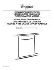 Whirlpool DU1014XTXD Installation Instructions