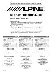 Alpine MRP-M1000 Owner's Manual