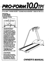ProForm 10.0 Tpi Treadmill English Manual