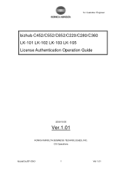 Konica Minolta bizhub C360 LK-101/LK-102/LK-103/LK-105 License Authentication Operation Guide