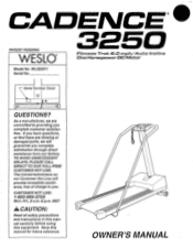 Weslo Cadence 3250 Treadmill English Manual