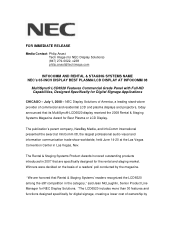 NEC LCD6520L-BK-AV INFOCOMM AND RENTAL & STAGING SYSTEMS NAME NEC's 65-INCH DISPLAY BEST PLASMA/LCD DISPLAY AT INFOCOMM